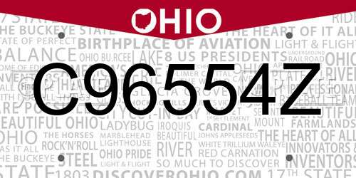C96554Z Ohio License Plate