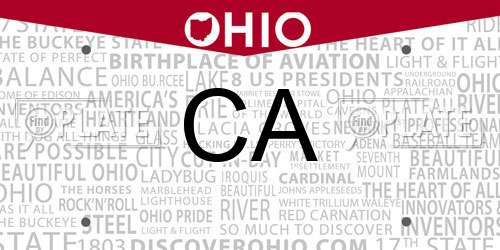 CA Ohio License Plate