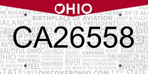 CA26558 Ohio License Plate