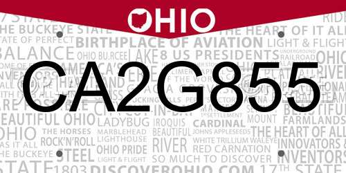 CA2G855 Ohio License Plate