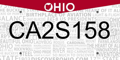 CA2S158 Ohio License Plate