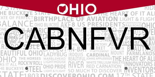 CABNFVR Ohio License Plate