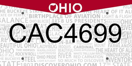 CAC4699 Ohio License Plate