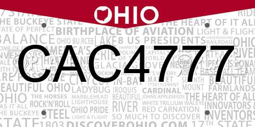 CAC4777 Ohio License Plate