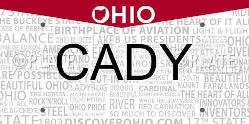 CADY Ohio License Plate
