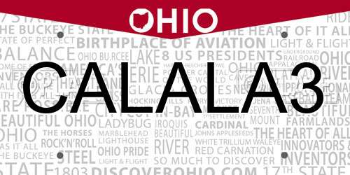 CALALA3 Ohio License Plate