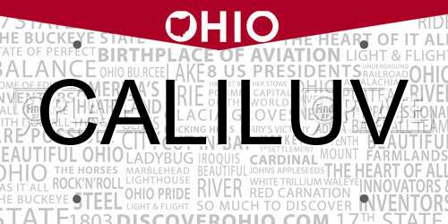 CALILUV Ohio License Plate