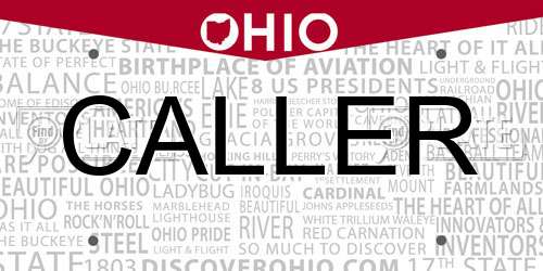 CALLER Ohio License Plate