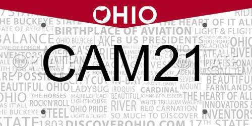 CAM21 Ohio License Plate