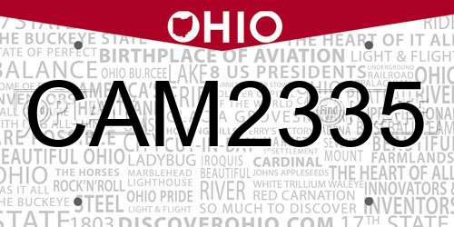 CAM2335 Ohio License Plate