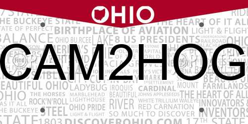 CAM2HOG Ohio License Plate
