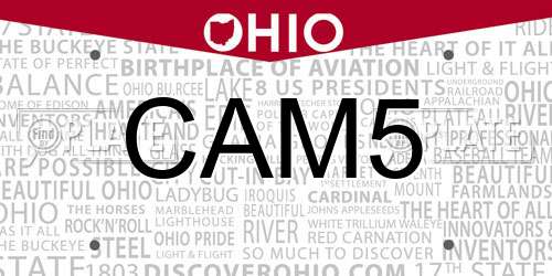 CAM5 Ohio License Plate