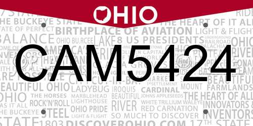 CAM5424 Ohio License Plate