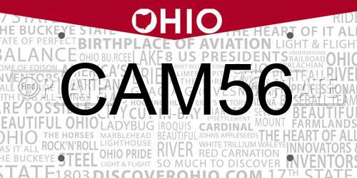 CAM56 Ohio License Plate
