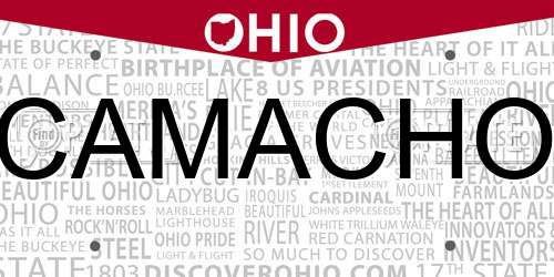 CAMACHO Ohio License Plate
