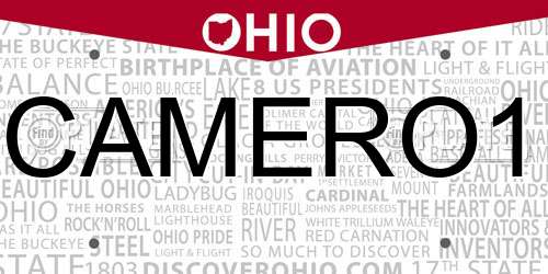 CAMERO1 Ohio License Plate