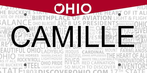 CAMILLE Ohio License Plate