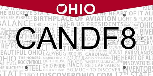 CANDF8 Ohio License Plate