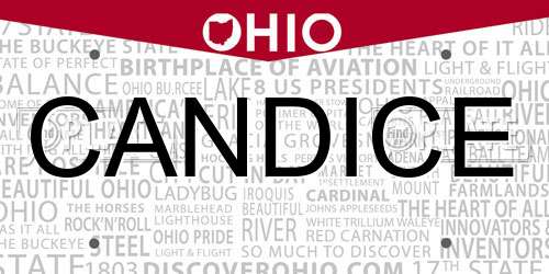 CANDICE Ohio License Plate