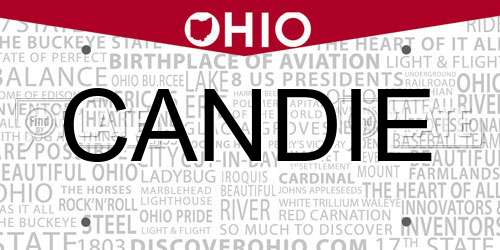 CANDIE Ohio License Plate