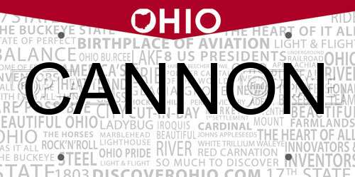CANNON Ohio License Plate
