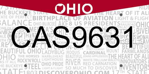 CAS9631 Ohio License Plate