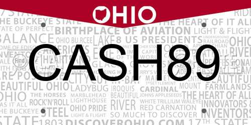 CASH89 Ohio License Plate