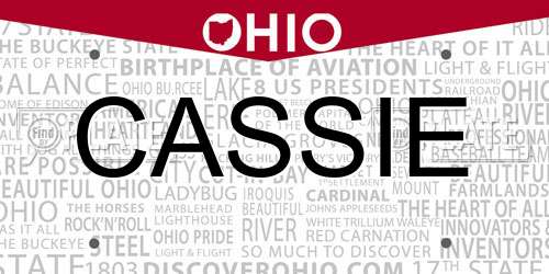 CASSIE Ohio License Plate