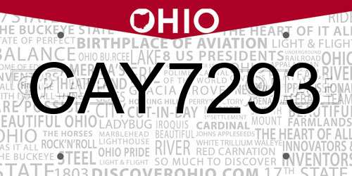 CAY7293 Ohio License Plate