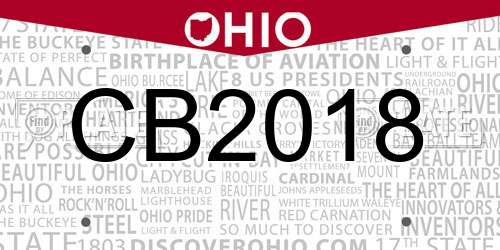 CB2018 Ohio License Plate