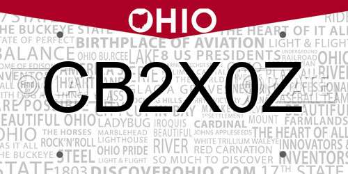 CB2X0Z Ohio License Plate