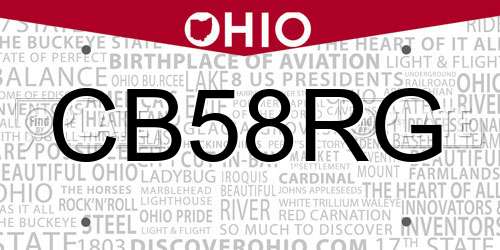 CB58RG Ohio License Plate