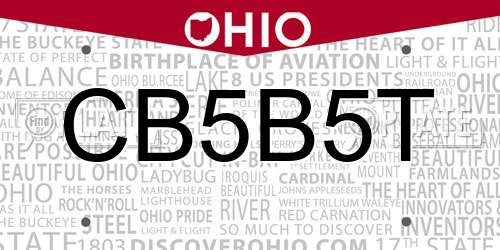 CB5B5T Ohio License Plate