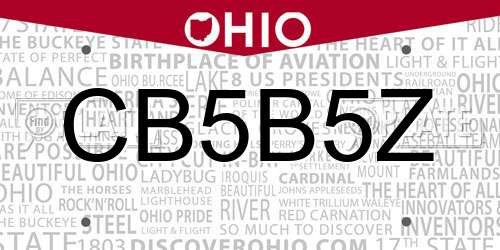 CB5B5Z Ohio License Plate