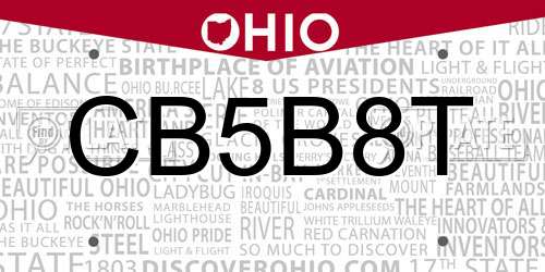 CB5B8T Ohio License Plate