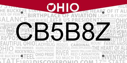 CB5B8Z Ohio License Plate