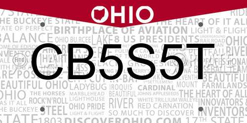CB5S5T Ohio License Plate