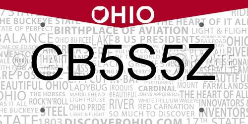 CB5S5Z Ohio License Plate