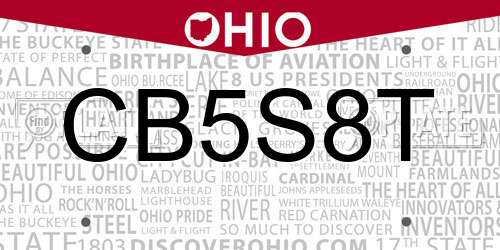 CB5S8T Ohio License Plate
