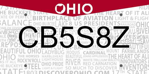 CB5S8Z Ohio License Plate