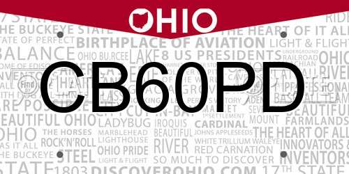 CB60PD Ohio License Plate