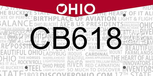 CB618 Ohio License Plate
