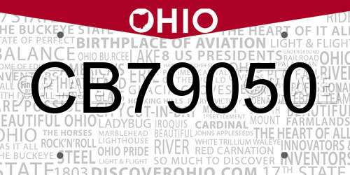 CB79050 Ohio License Plate