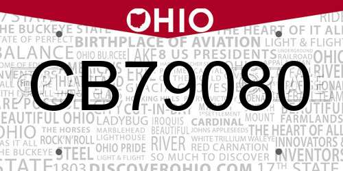 CB79080 Ohio License Plate