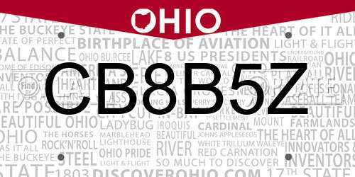 CB8B5Z Ohio License Plate