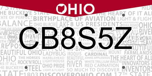 CB8S5Z Ohio License Plate