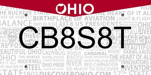 CB8S8T Ohio License Plate