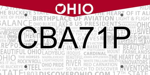 CBA71P Ohio License Plate