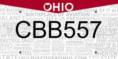 CBB557 Ohio License Plate