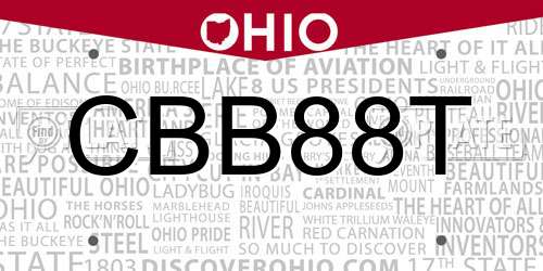 CBB88T Ohio License Plate